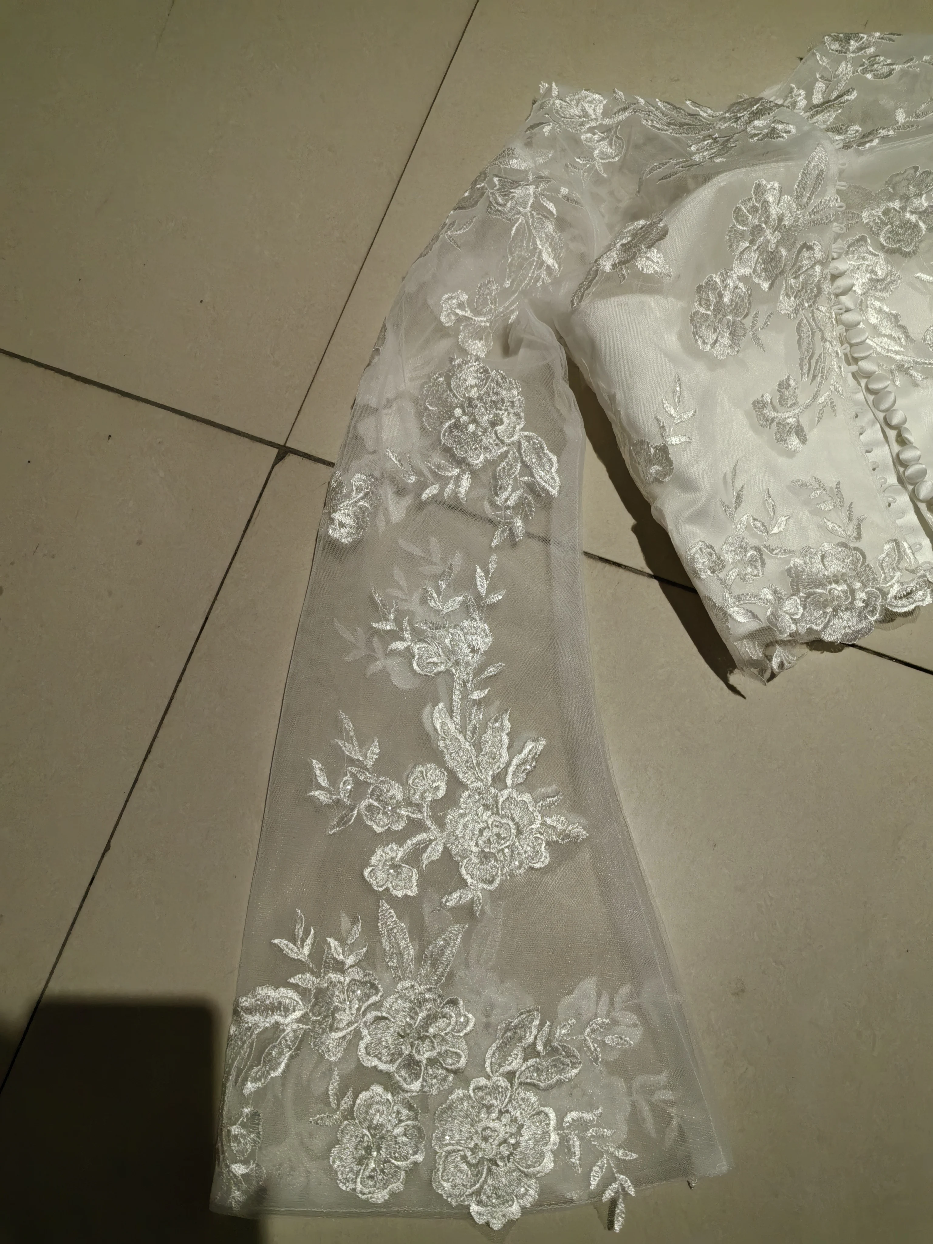 Lace Wedding Jacket Sequined Bridal Wrap Bolero Weddng Coat Top Trumpet Sleeve Customized
