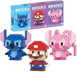 Disney LiLo Stitch Super Mario Bros Hello Kitty Blocks Buliding Blocks Mini Action Toy Figures Assembly Toys Dolls Children Gift