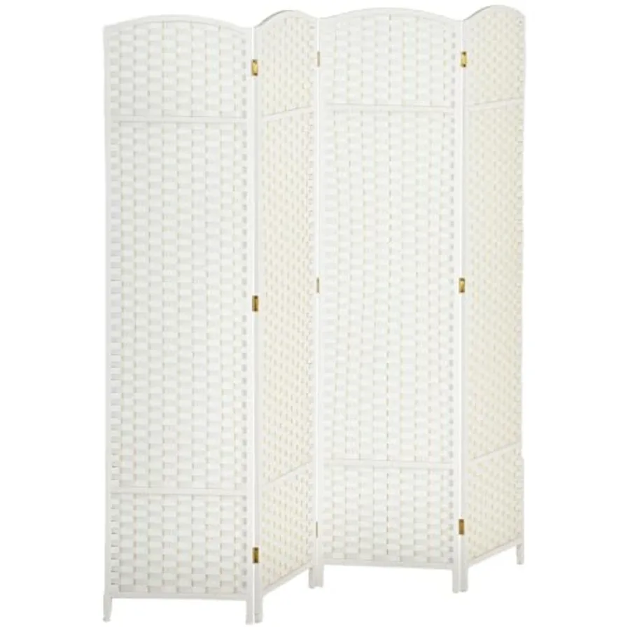 

Раздвижная ширма-перегородка на 4 секции, высотой 5,6 футов, отдельно стоящая, для дома, офиса, спальни, белая