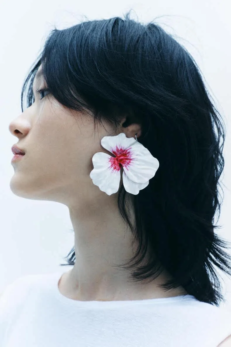 Colorful Drop Glaze Flower Enamel Earrings for Women European and American Personality Exaggerated Romantic Jewelry Accessories