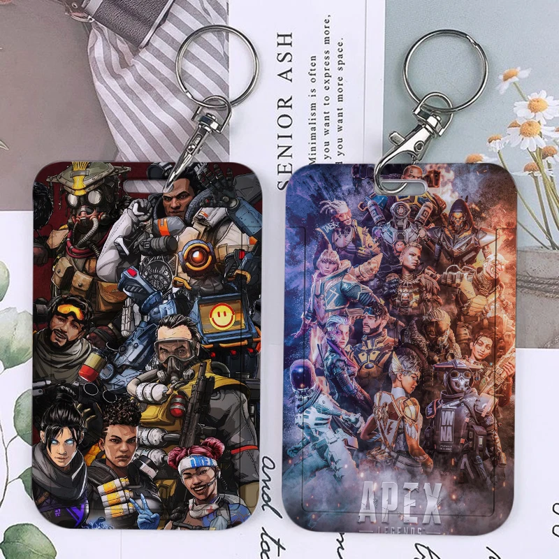 Cool Game Apex Legends Keychain Card Holder BLOODHOUND Nessy Gun Keychains Holders Man Bank Bus ID Credit Cards Key Ring Chains