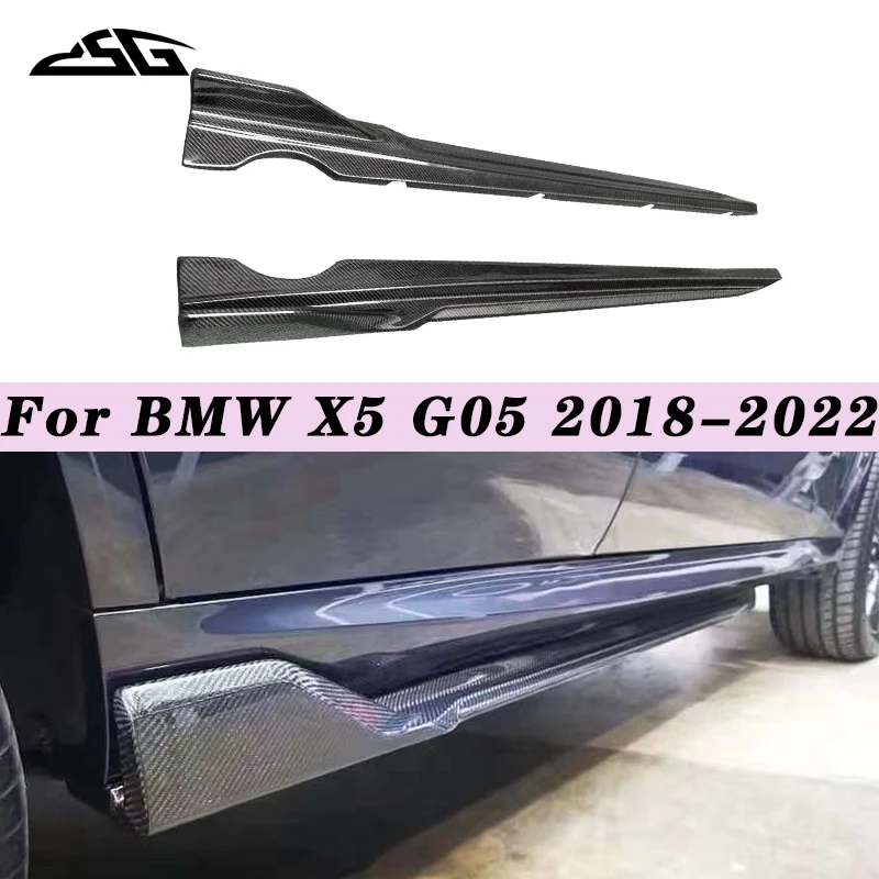 For BMW X5 G05 18-22 Carbon Fiber Side Skirts Extensions Lip Flaps Canards Apron Side Door Bumper Splitters Cupwings Winglets