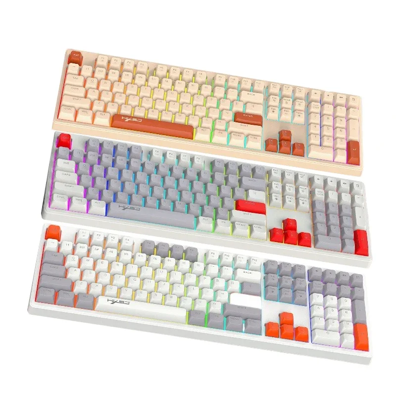 

Keyboard RGB backlit gaming keyboards USB-C Wired 108 keys gamer key board computer for office,PC games business (Grey&Orange)