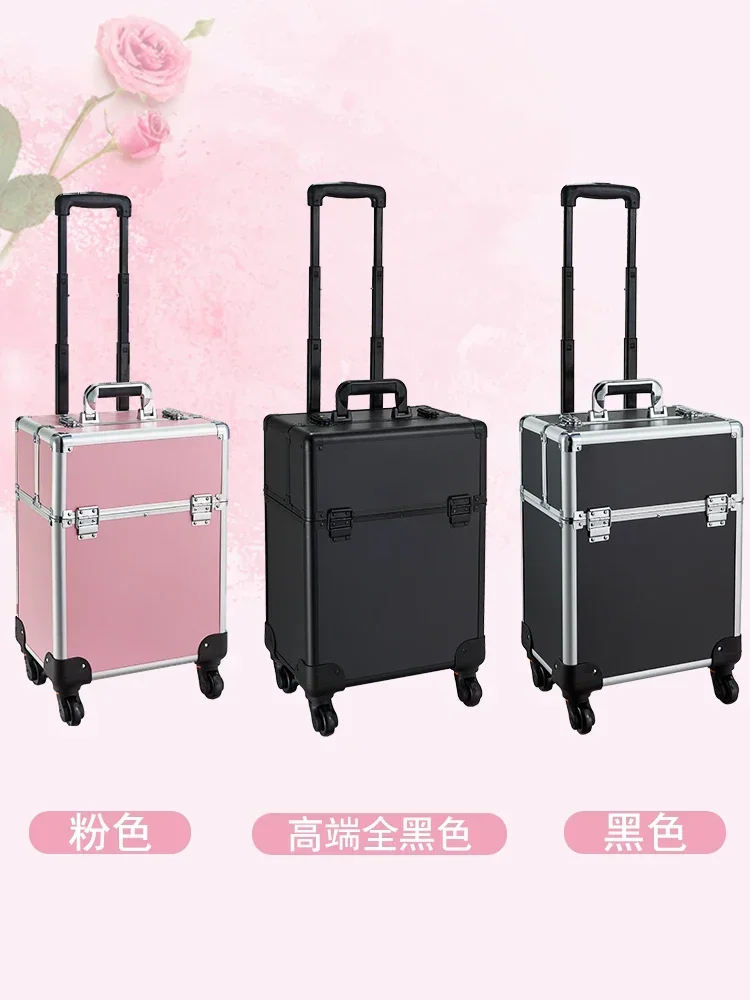 Large-capacity professional embroider makeup with makeup, meijie manicure, furniture and beauty tools, luggage case bag.