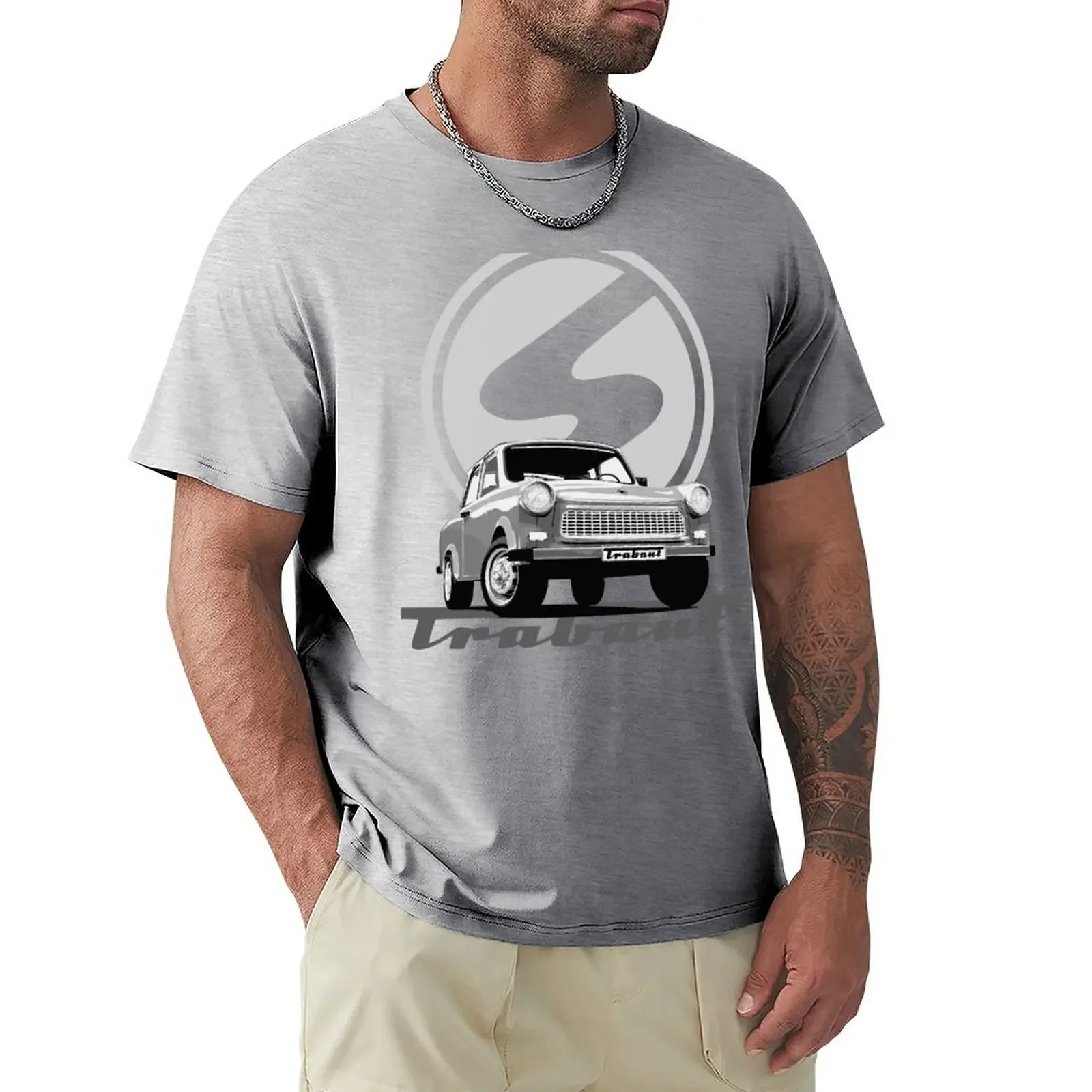 Trabant 601 on black T-Shirt funnys boys whites clothing for mens designer clothes new in tops & tees Short Sleeve Round Collar