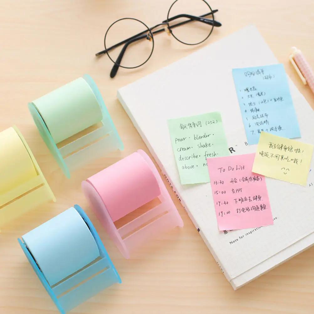 1Set Portable Memo Sticker Refill Set Compact Lightweight Easy Carry Multi-Function Note Roll for Work Study Reminder Decorative