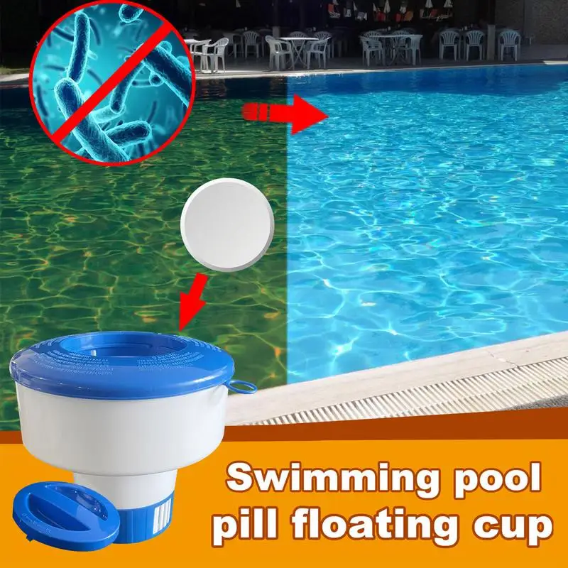 Pool Pill Dispenser 7 Inch Pill Floater Foldable Dispenser With Pull Ring For Spas Hot Tub Water Park Indoor & Outdoor Swimming