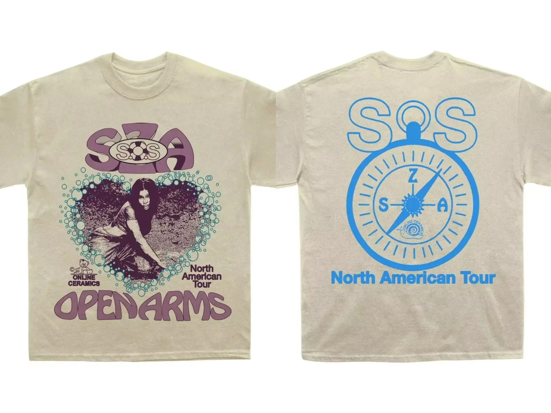 

SZA SOS Album Flat Print Plus Size T-Shirt Vintage Punk Hip Hop Harajuku T-Shirt High Quality T-Shirt Women's Men's Top