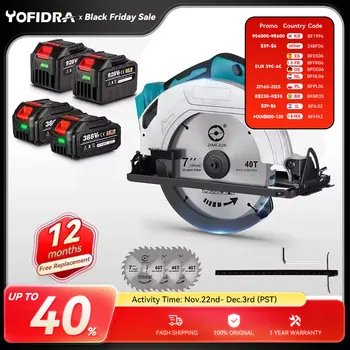Yofidra 브러시리스 전기 원형 톱, 효율적인 무선 목공 절단 도구, 마키타 18V 배터리용, 10800RPM, 7 인치, 180mm