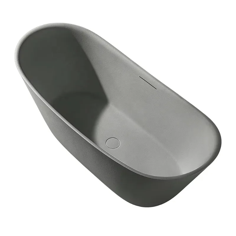

Grey Artificial Rock Stone Bathtub Oval Indoor SPA Soaking Bath Tub for Hotel Apartment Projects Freestanding Bathtubs Colorful