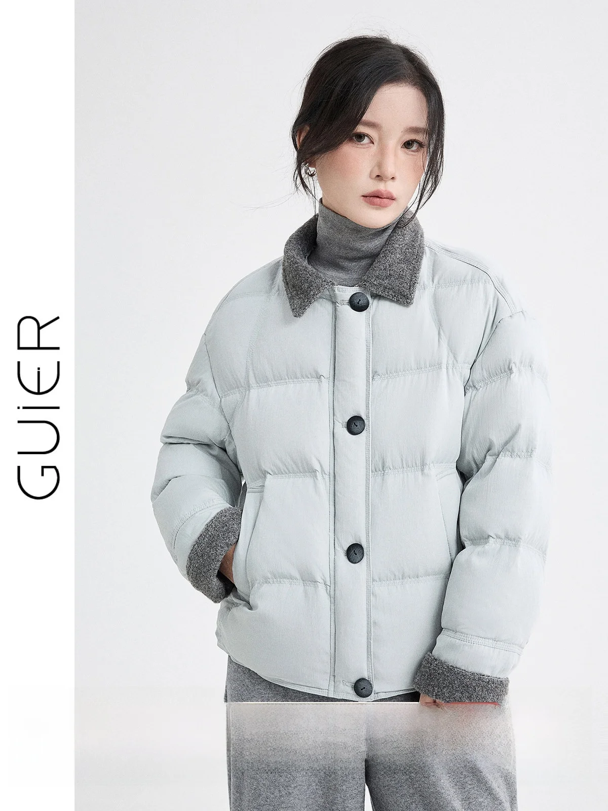 

Guier ort Brued Du down Jaet Women's Winter New 2025 90 White Du Feather Warm Cact Size Outerwear Coat