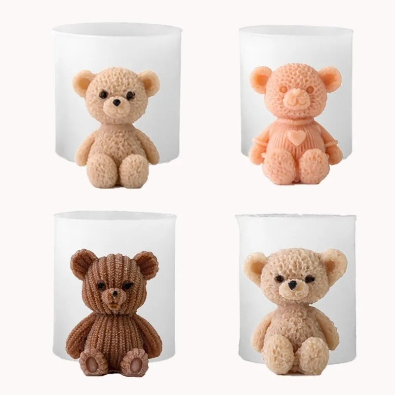 3D Bear Silicone Mold DIY Scented Candle Making Mould Ice Cube Chocolate Baking Mold Cake Decor Handmade Craft Supplies tool