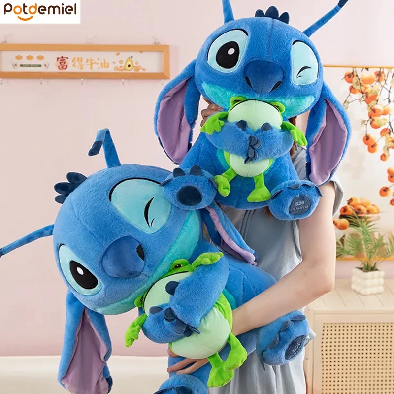 

Large Size Cute Stitch Embrace The Frog Series Cartoon Dolls Toys Anime Soft Stuffed Dolls Pillow Birthday Gift For Boys Girls