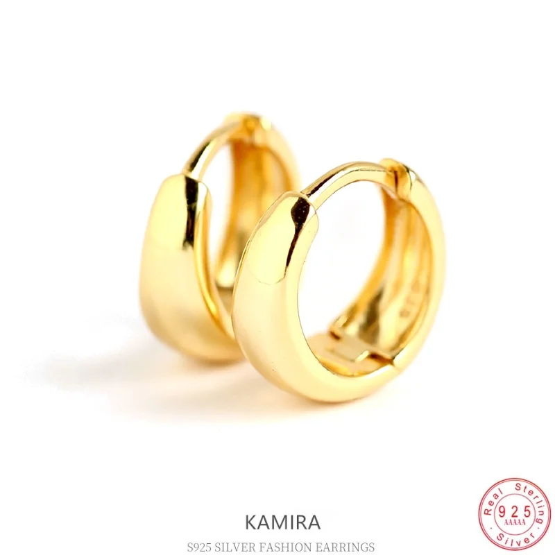 

KAMIRA 925 Sterling Silver Smooth Chunky Oval Hoop Earrings for Women Polished Thick Hoops Dainty Minimalist Piercing Jewelry