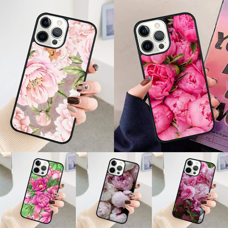 Blume rosa Pfingstrosen Pfingstrose Handy hülle Abdeckung für iPhone 14 15 16 Pro Max Se 2020 Coque für Apple 11 12 13 Pro Max 7 8 Plus