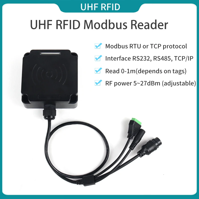 Modbus UHF RFID Reader Assembly Line Workshop Counter 860-960Mhz เครื่องอ่านบัตรอุตสาหกรรมรองรับ Modbus