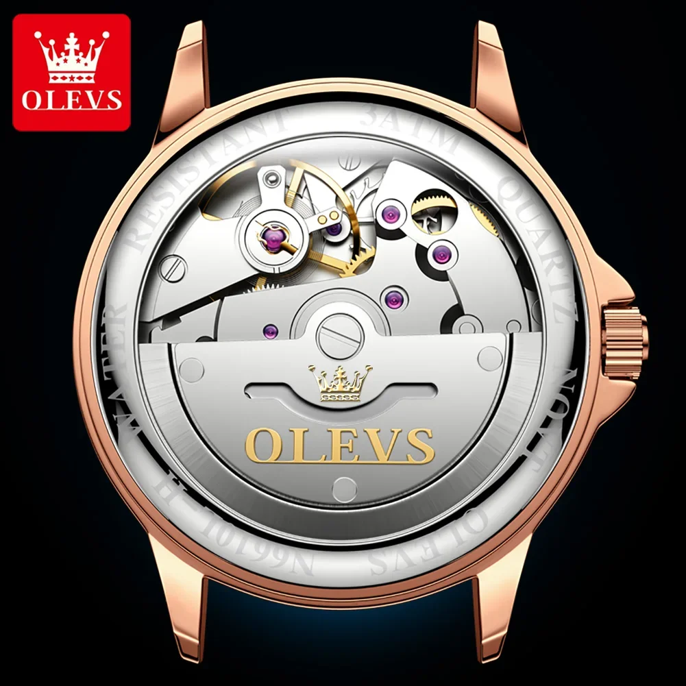 OLEVS-Relojes de pulsera mecánicos automáticos para mujer, reloj de cerámica con correa de cerámica, resistente al agua, calendario luminoso, 6610