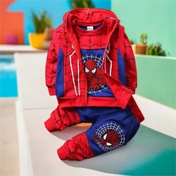 Spring Autumn Baby Boys superhero Sets Clothes Kids Long Sleeve+Vest+Pants 3Pcs Tracksuits Children Cartoon Cosplay Clothing