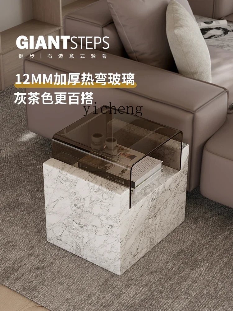 ZK Minimalist Natural Marble Side Table Modern Minimalist Living Room Large and Small Apartment Type Creative Corner Table