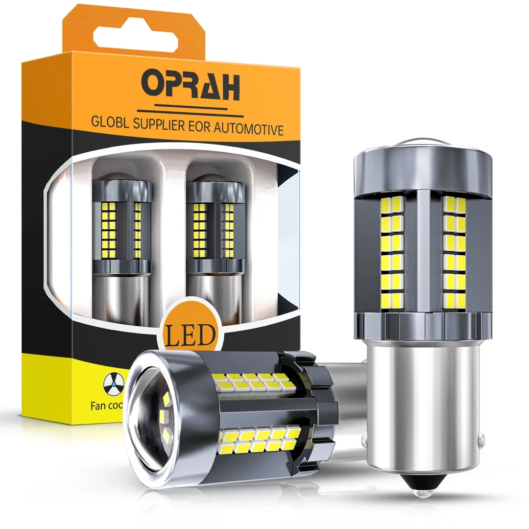 

Oprah Car Canbus LED Signal Lamp 1156 BA15S P21W 1157 BAY15D T20 7440 Light With Lens HighBright 54pcs 2016SMD Brake Bulb 12V/5W