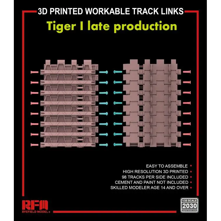 RYEFIELD RM2030 1/35 3D PRINTED WORKABLE TRACK LINKS for Tiger I late production