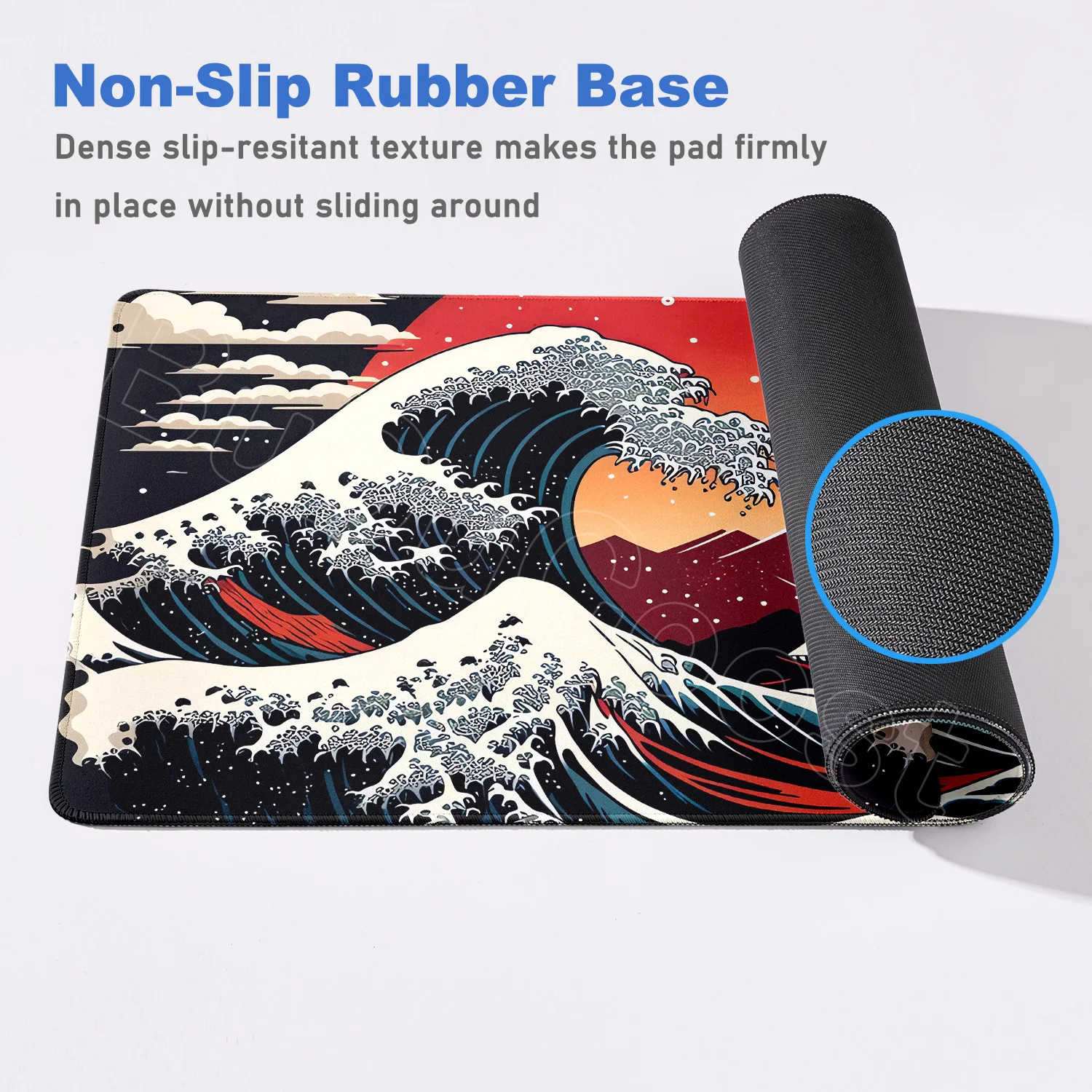 Большой коврик для мыши 1200x600 мм, расширенный игровой коврик для мыши Black Sea Wave, настольный коврик с прошитыми нескользящими резиновыми ковриками для клавиатуры