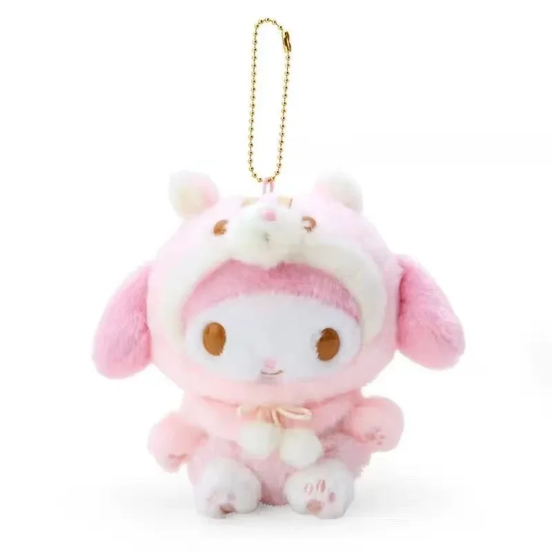 Японский осенний костюм животного Sanrio, милый лес, животное, мелодия, коричная кошка, 15 см, плюшевая игрушка, подвеска, брелок, подарок для девочки