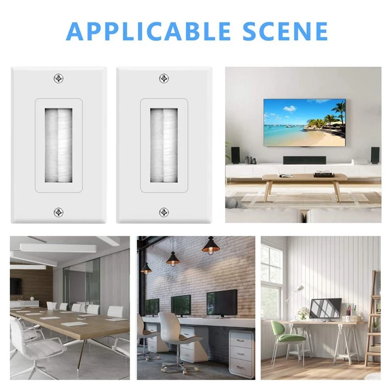 Piastra da muro a spazzola da 2 pezzi con staffa di montaggio a bassa tensione a gruppo singolo Inserto passante per cavo per cavo dell'altoparlante