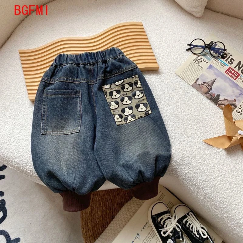 1-10 Y Childrens Velvet Jeans 2024 Korean Kids Autumn/Winter Plush Casual Baby Boys Pants Kids Boys Soft  Thick Denirsm Trousers