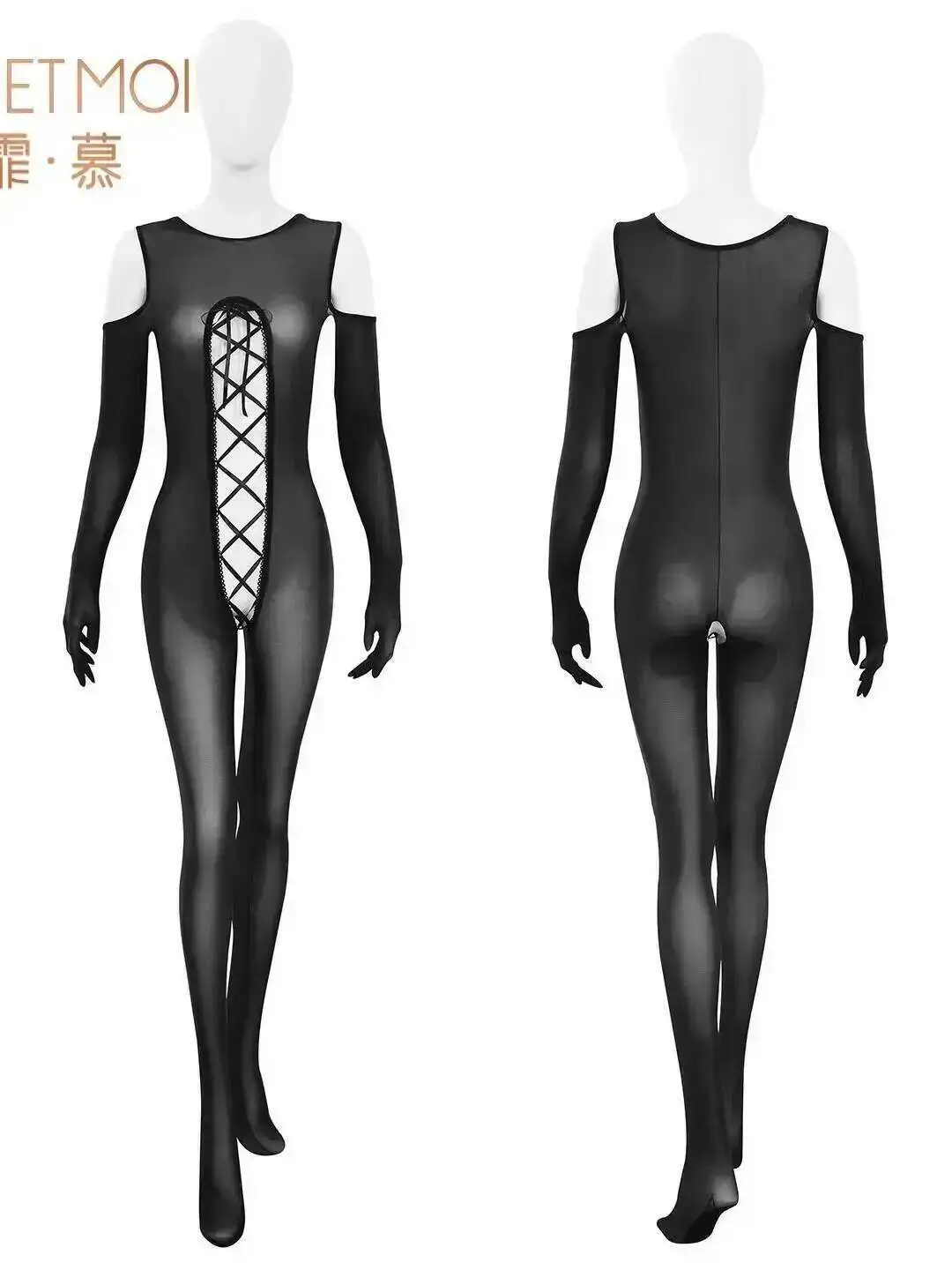 Feimu Hohl Spitze-up Offenen Schritt Glatte Body Maid Kostüm Uniform Sexy Frauen Strampler Kleidung Körper Anzüge Sexy Sheer 8SCA