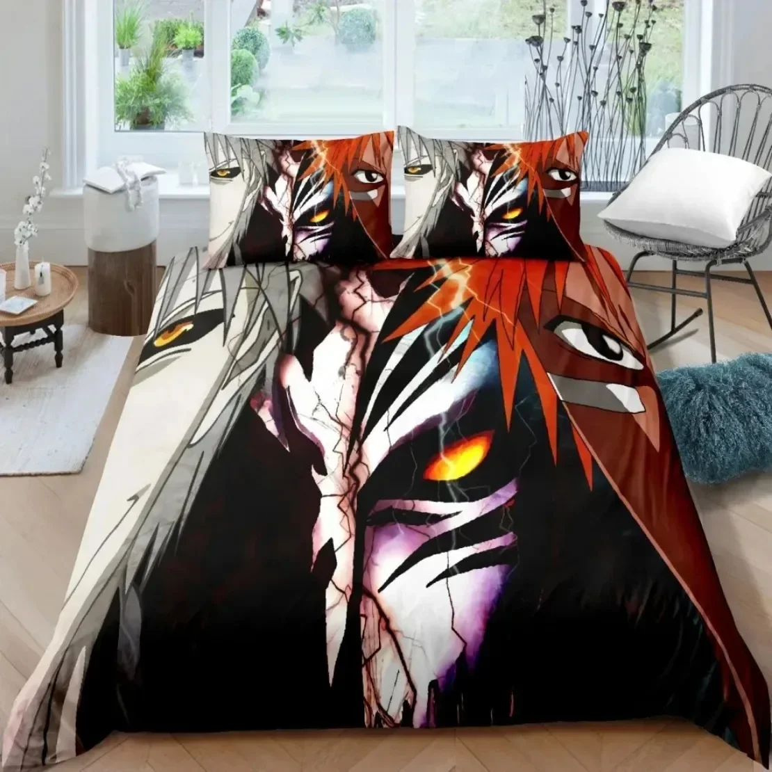Anime Bleach Kurosaki Ichigo Bedding Set Kurosaki Ichigo Duvet Cover Pillowcase Double Twin Full Queen King Adult Kids Bedclothe