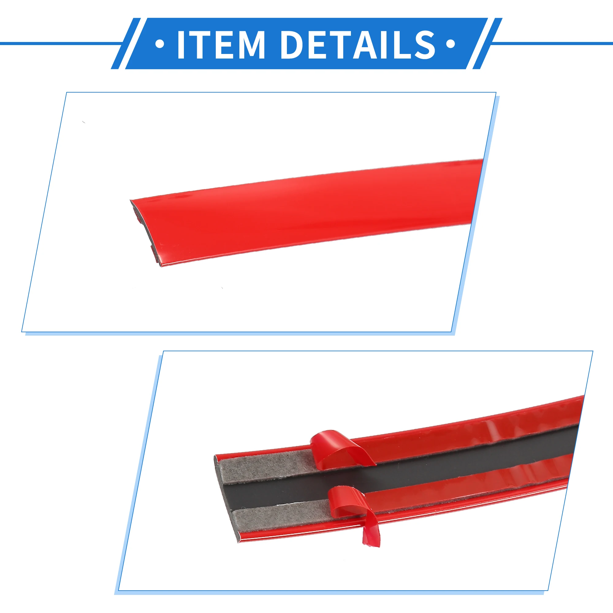 Uxcell 5M Window Chrome Trim Strip Universal for Car Bumper Door Body Self Adhesive Decorative Sticker Self-Adhesive Strip Red