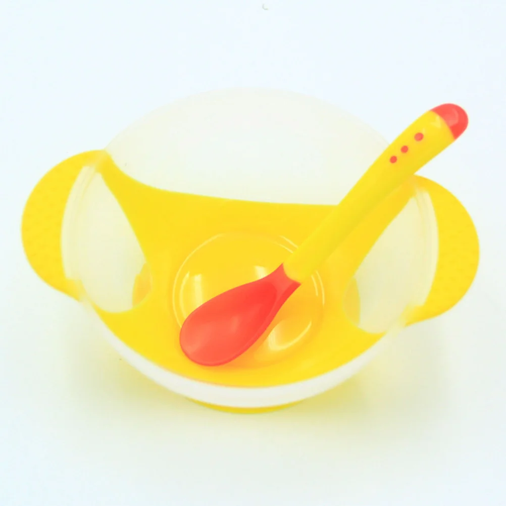 

Suction Bowl with Lid Snap-in Spoon Set Perfect for Baby Meal Training and Travel Yellow Suction Bowl Baby Bowls with Lids