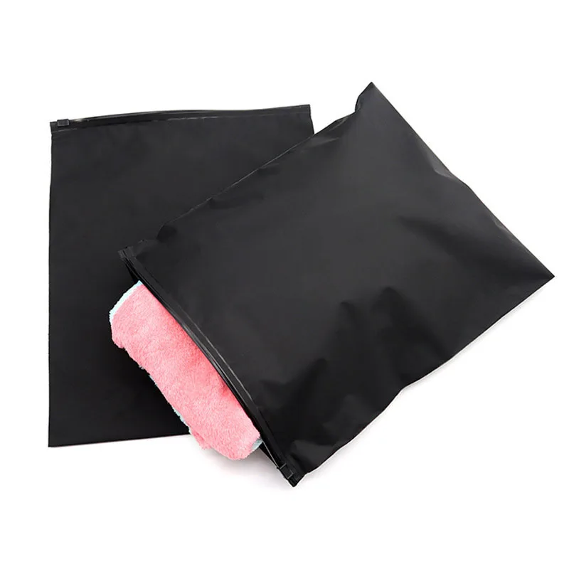 TETP 50Pcs Black Frosted Zipper Bags Home For Clothing T-shirt Dress Pants Swimsuit Towel Storage Packaigng Bag With Air Hole