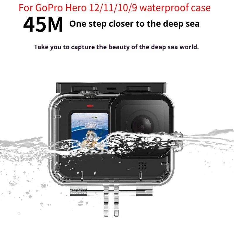ل GoPro Hero 13/9 حافظة مضادة للماء واقية قذيفة ملحقات الكاميرا الرياضية عدسة الغوص 50 متر ملحقات مقاومة للماء