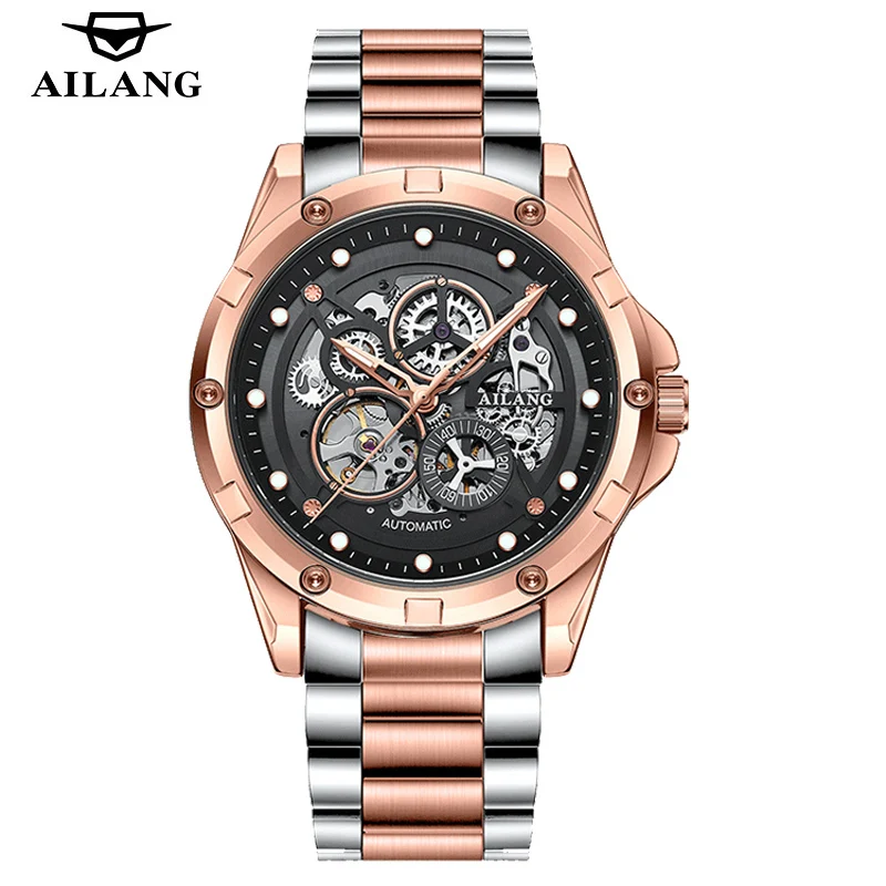 

New Men Watches AILNG Top Brand Luxury Automatic Mechanical Male Sport Clock Army Stainless Steel Casual Men Wrist watch