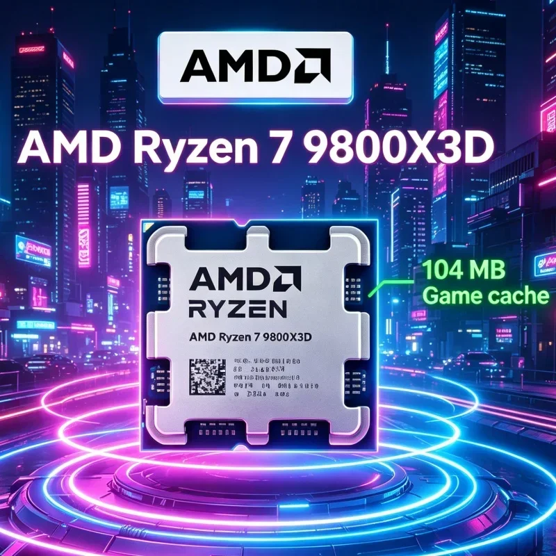 AMD Ryzen 7 9800X3D CPU Processor [8 Core 16 Thread] [4.7GHz Up To 5.2GHz] L3 96MB Socket AM5 Gaming CPU 4nm DDR5 120W No Fan