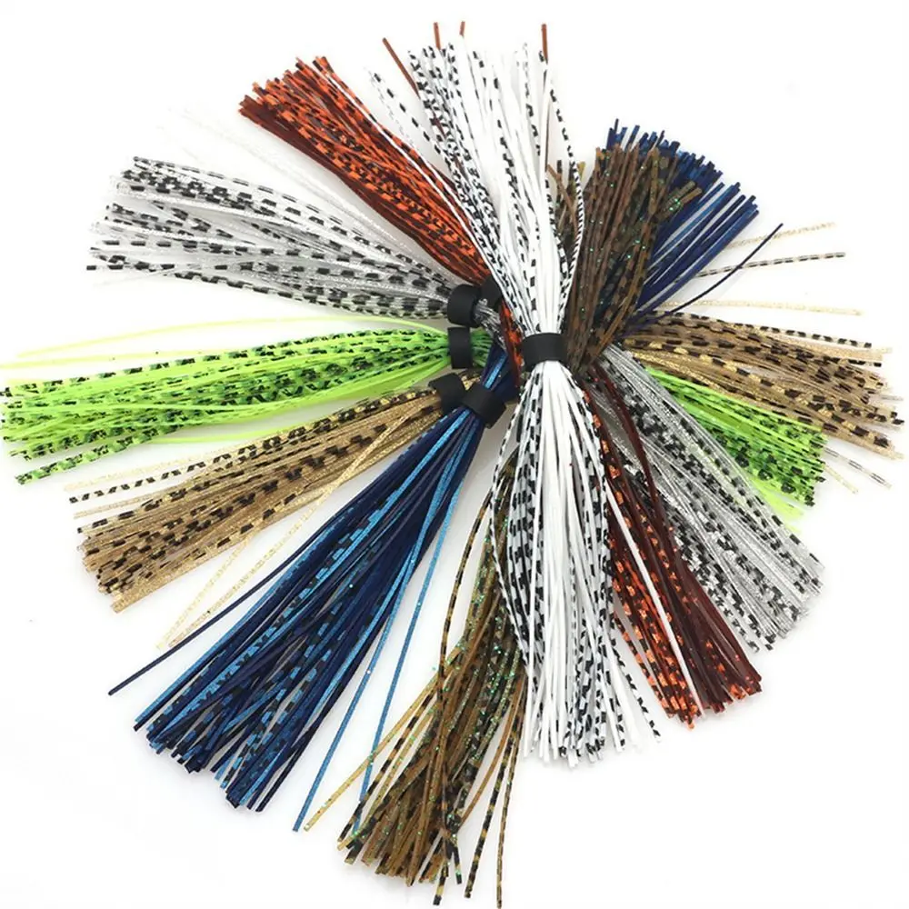 1 Bundles/44 Strands Fishing Lure Baitfish Silicone Skirts Spinnerbait Buzzbait Rubber Jig Lures Squid Skirt DIY Fishing Tackle