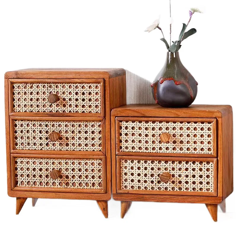 تخزين أشتات سطح المكتب، صندوق تخزين، نوع الدرج، رف سطح المكتب متعدد الطبقات، صينية ملفات خزانة تخزين الروطان الياباني #5