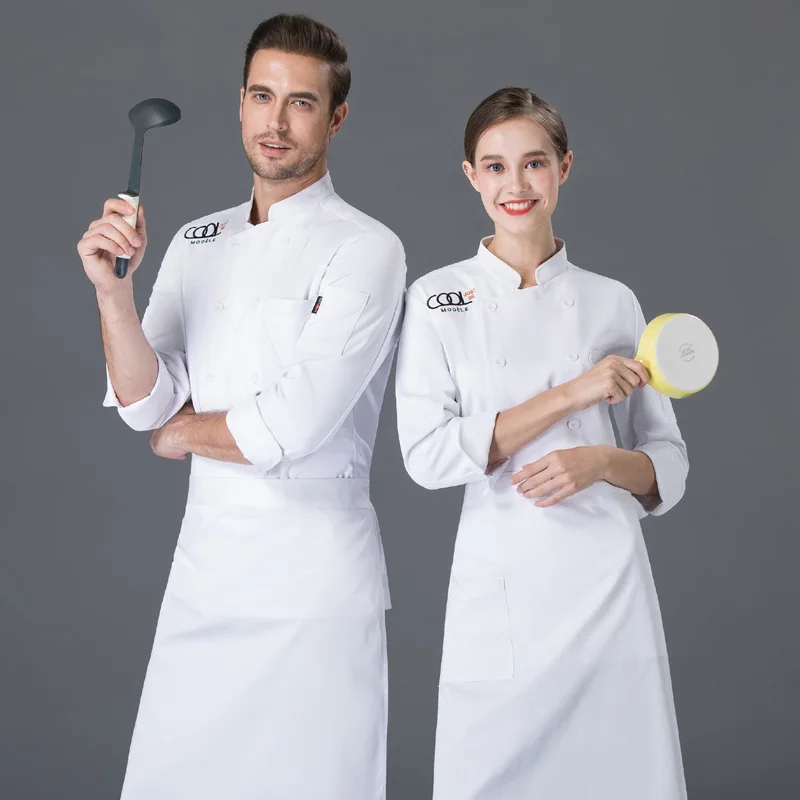 C488 Decorating Chef's Clothes Chef's Long-sleeved Overalls Chef Jacket Plus Size Waiter Coat Waitress Jacket