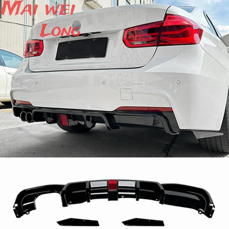 MP Style Bumper Lip Diffuser Spoiler +Rear Brake Light By ABS Gloss Black Body Kit for BMW 3 Series F30 2013-2019