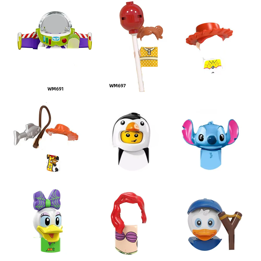 Figuras de desenhos animados da disney, mini blocos de construção, modelos de personagens populares, tijolos compatíveis, brinquedos educativos para crianças, presentes