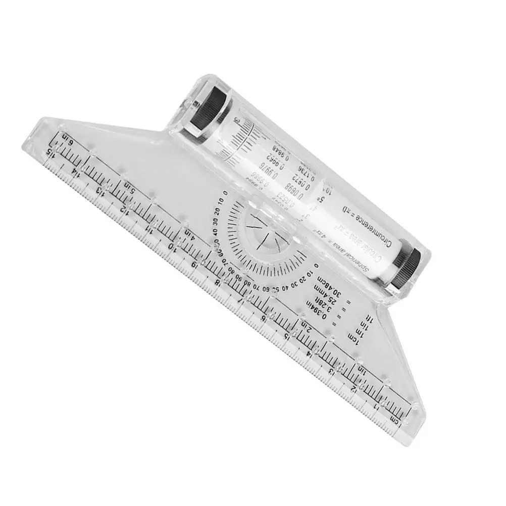 Angle Parallel Ruler Multi-purpose Rolling Measuring Tool Drafting Scale Student Engineer Plastic Material Versatile Compass