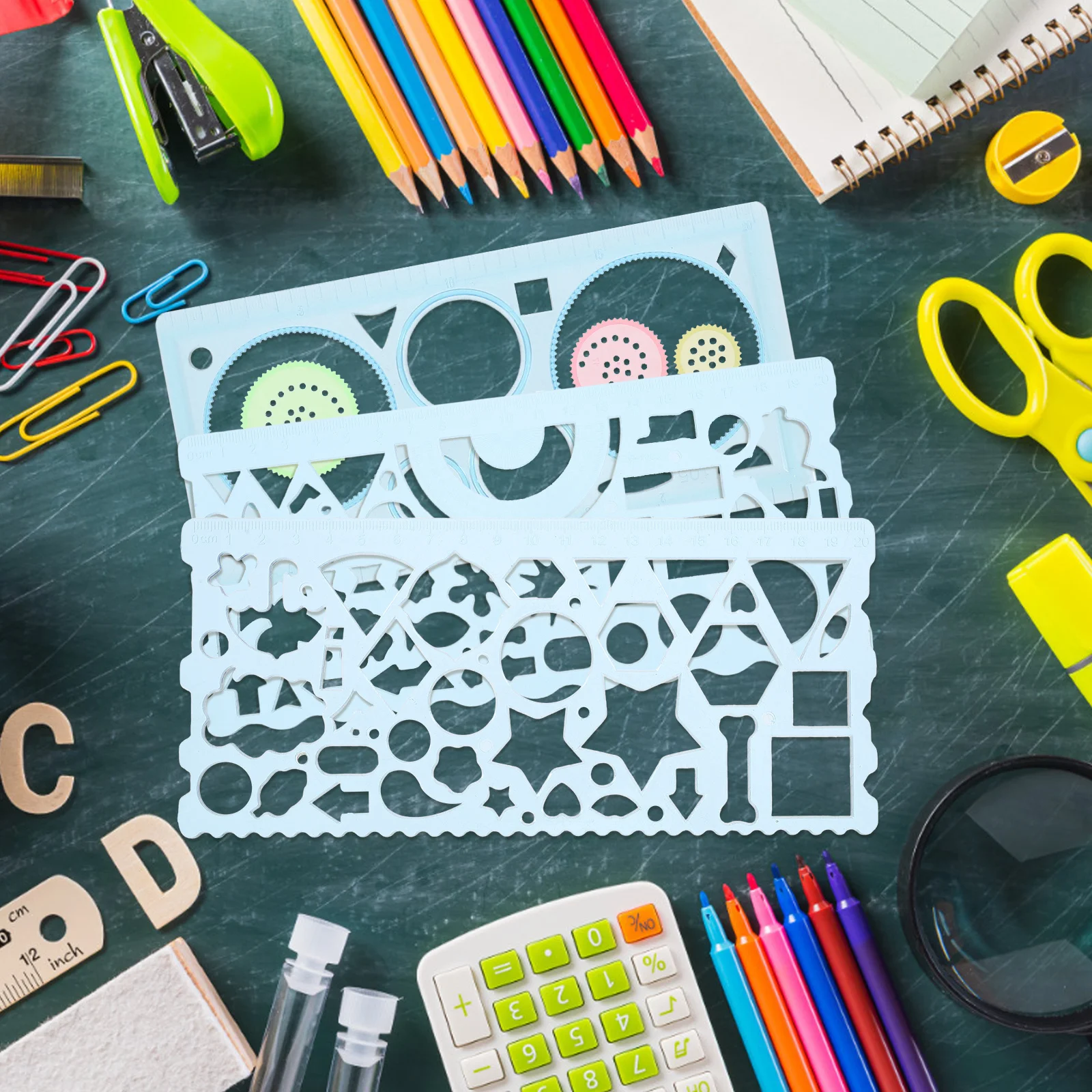 

1 Set Drawing Stencils Ruler Kit Multi-Functional Plastic Geometry Templates For Students Artists Architects Engineering School