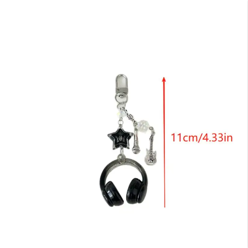 لطيف بريق سماعة على شكل المفاتيح ستار الغيتار ميكروفون قلادة سلسلة هواتف الحبل جرلي ظهره سحر حقيبة معلقة الهدايا #6