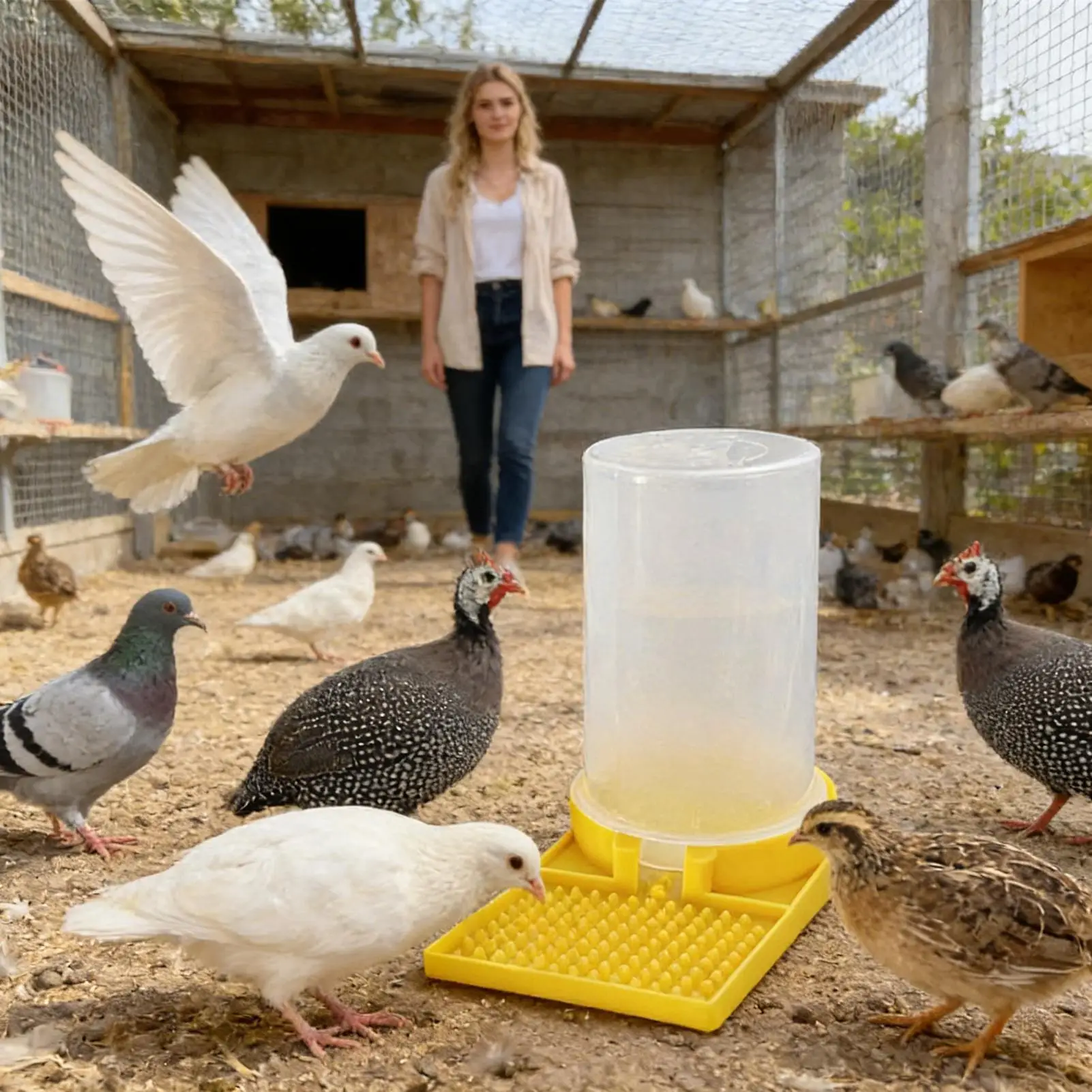 Quail Waterer No Waste Leakproof Large Capacity Clear Feeder Poultry Water Cup Feeding Container for Ducks Hens Chicks Turkey