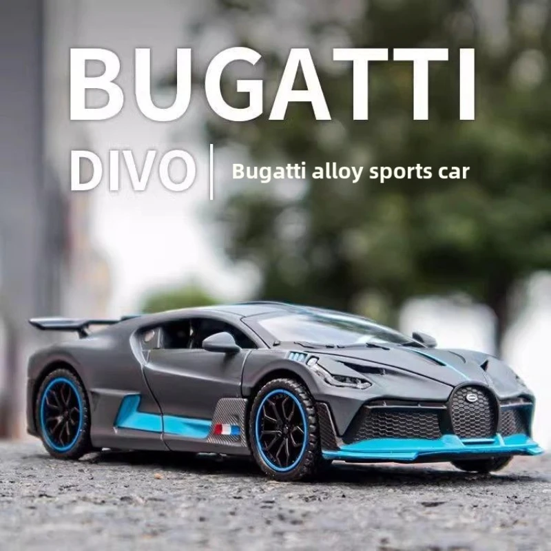 Simulación Bugatti Divo Supercar coche en miniatura de aleación metal tirar hacia atrás sonido y luz coche de juguete regalo de cumpleaños