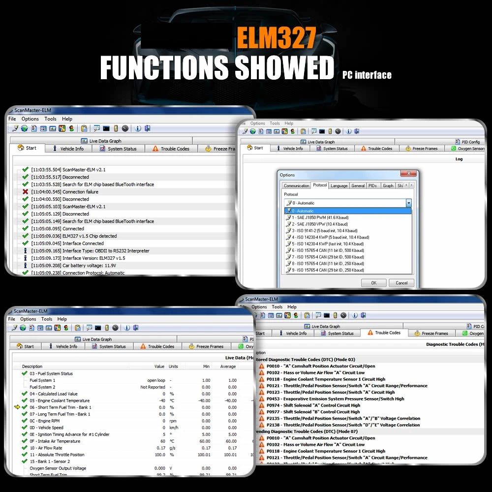 Elm327 HS-CAN/MS-CANバージョンの車の診断スキャナー,bluetooth/wifi互換のpic18f25k80チップ,obd2ソケット,フォード用