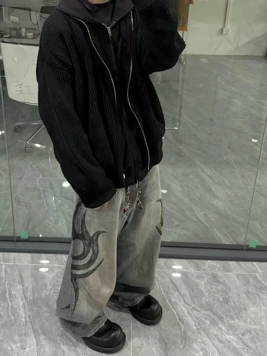 

Мешковатые джинсы, готические брюки с высокой талией, широкие брюки в стиле хип-хоп для мужчин и женщин