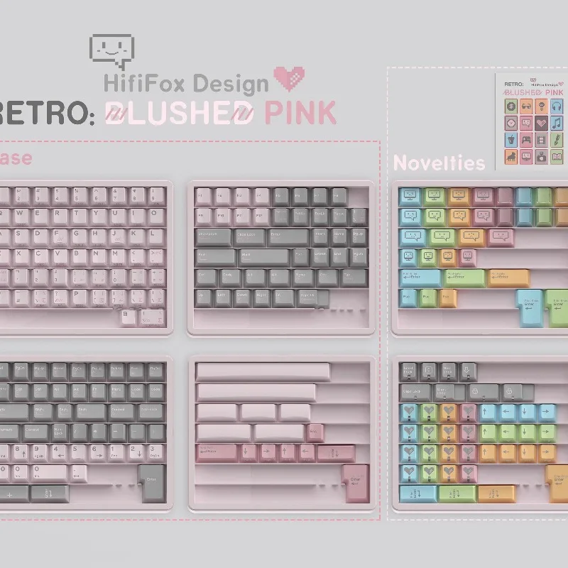 مجموعة أغطية مفاتيح ذات طابع عتيق باللون الوردي الخجول، أغطية لوحة مفاتيح مخصصة لملحقات لوحة المفاتيح الميكانيكية لمكتب الألعاب #5